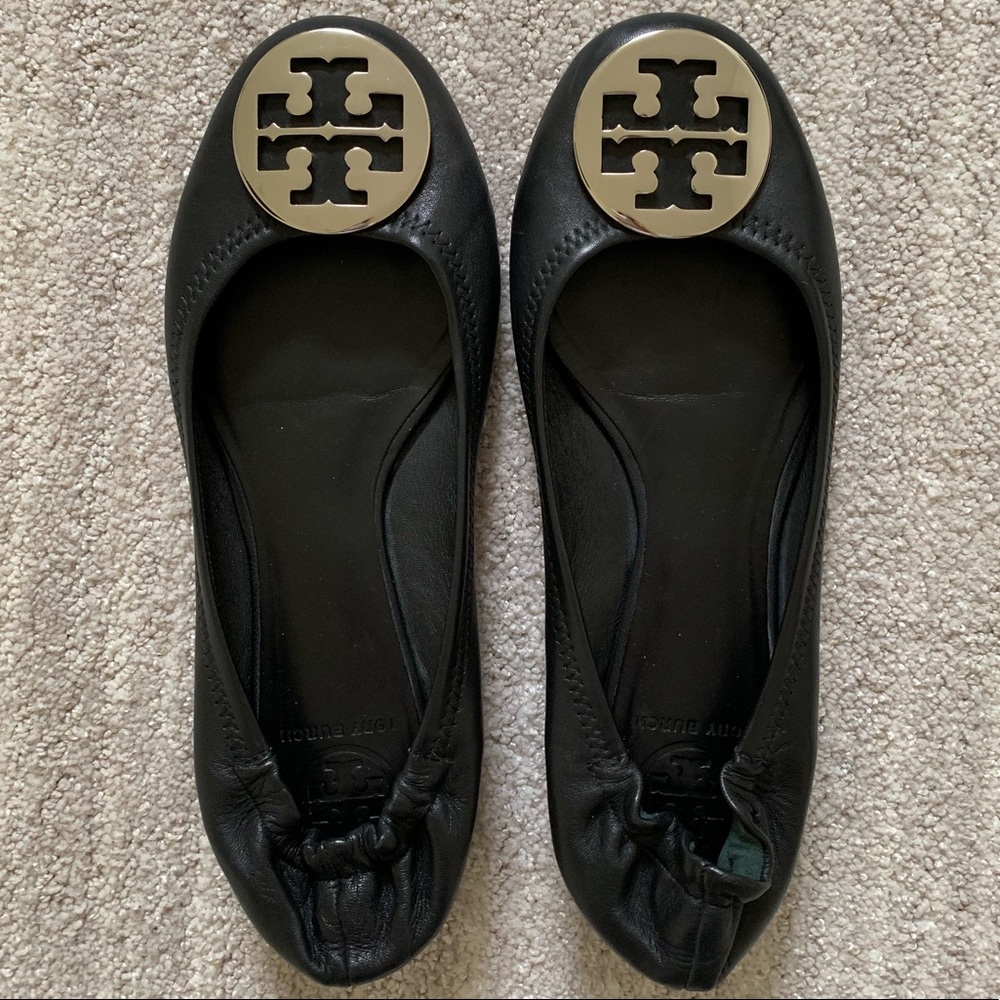 Tory Burch black leather flat